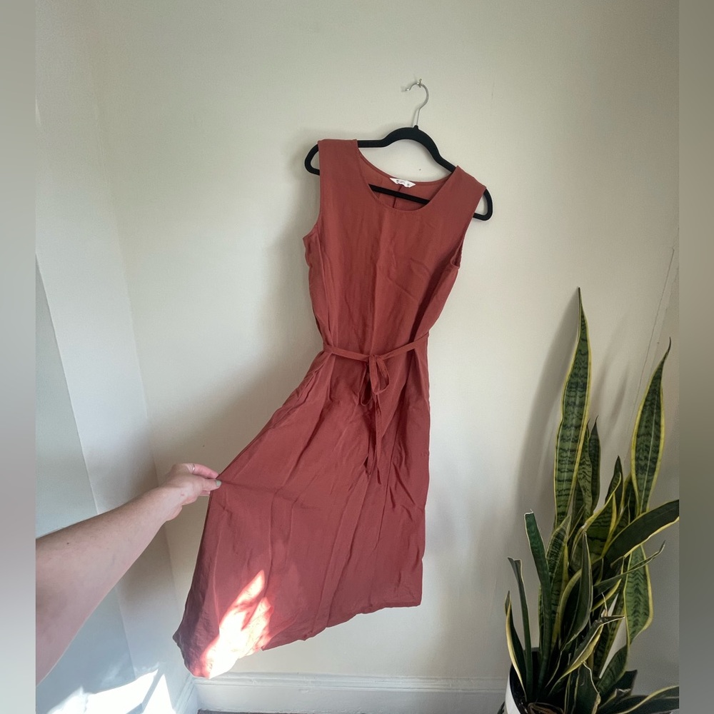 Linen mauve midi dress ~